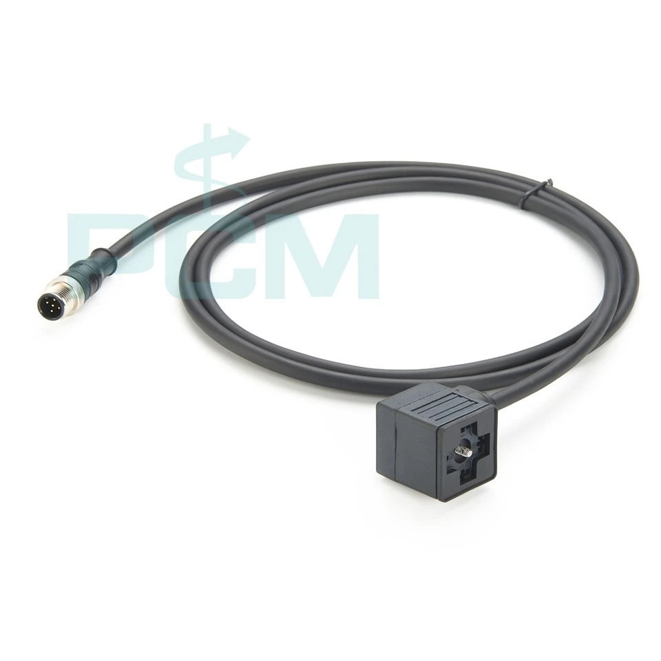 Industrial DIN 43650 โซลินอยด์วาล์วไปยัง M12 ตัวผู้ 5 สายเคเบิลเซ็นเซอร์ขั้วต่อวงกลม