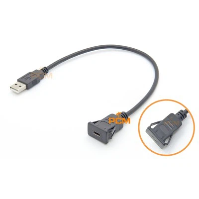 Snap-in Panel Mount Cable Type-C ไปยังตัวเชื่อมต่อ USB