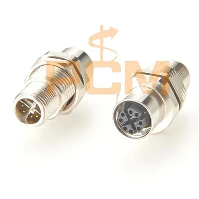 Industrial M12 X Code 8 Pin Feedthru Panel Bulkhead M-F