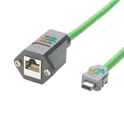 ix Industrial B Key ไปยัง RJ45 Panel Mount Cat6a Ethernet Cable