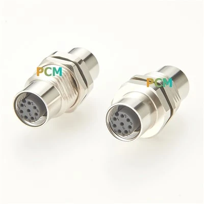 M12 รหัส A 8 พินตัวเชื่อมต่อ Feedthru ของตู้ควบคุม F-F