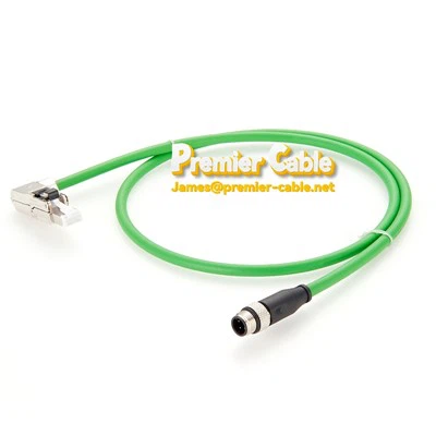 M12 D รหัสไปยังสายเคเบิลมุมขวา RJ45